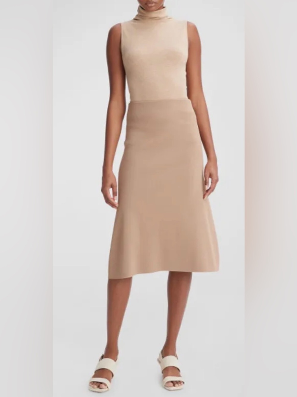 Vince A-Line Midi Skirt in Light Tan